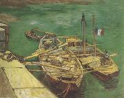 Vincent Van Gogh Quay with Men Unloading Sand Barges (nn04) Sweden oil painting reproduction